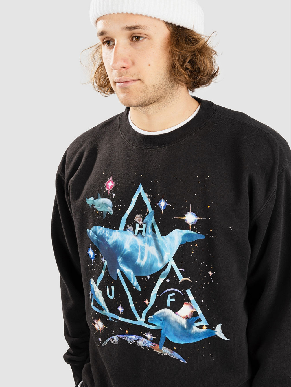 Space Dolphins Wash Crewneck Jersey
