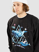 Space Dolphins Wash Crewneck Sweter