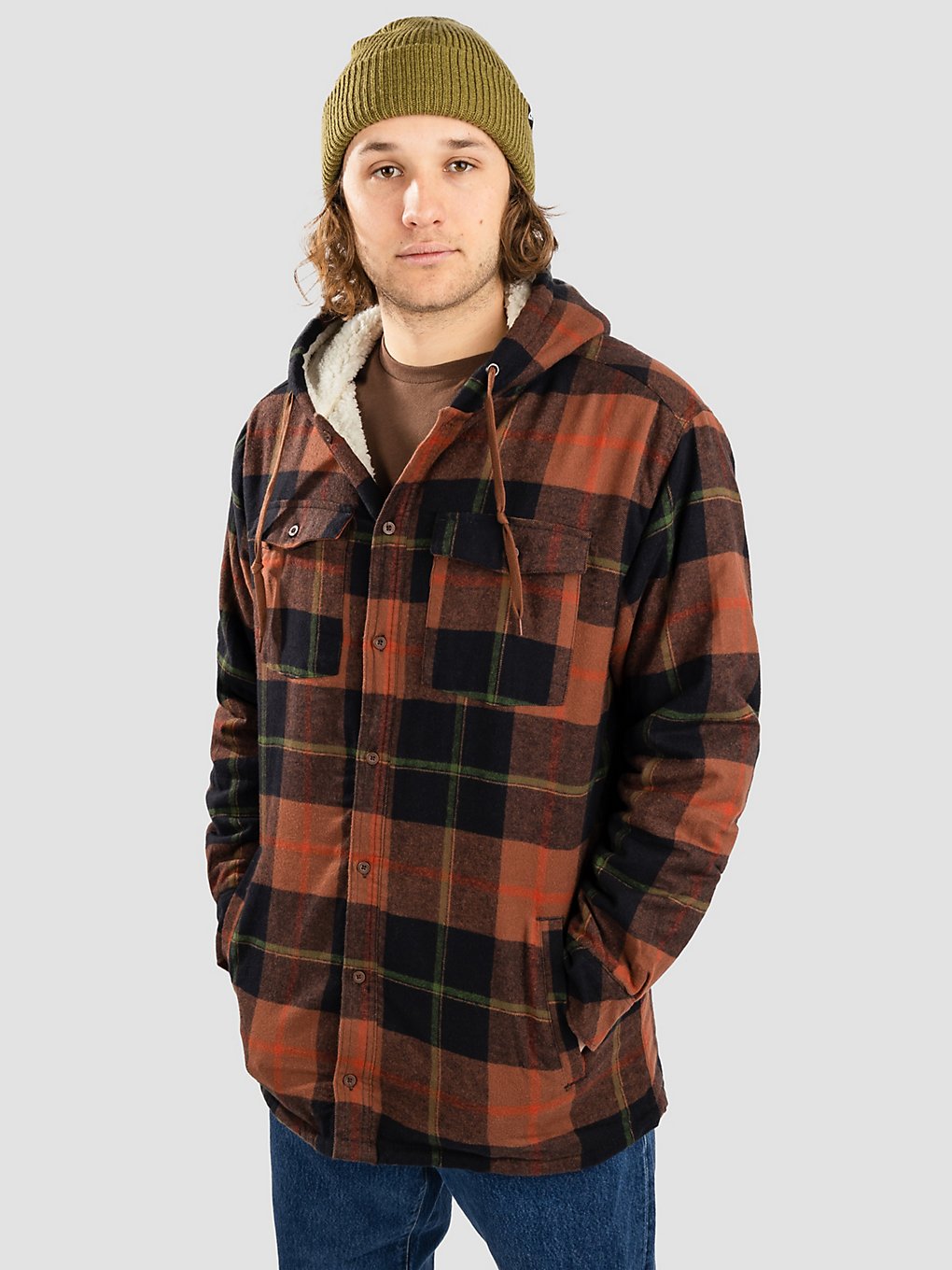 Empyre Cain Sherpa Hooded Chemise marron