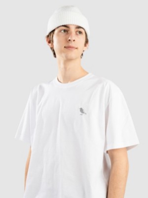 Image of Cleptomanicx Embroidery Gull Mono T-Shirt bianco