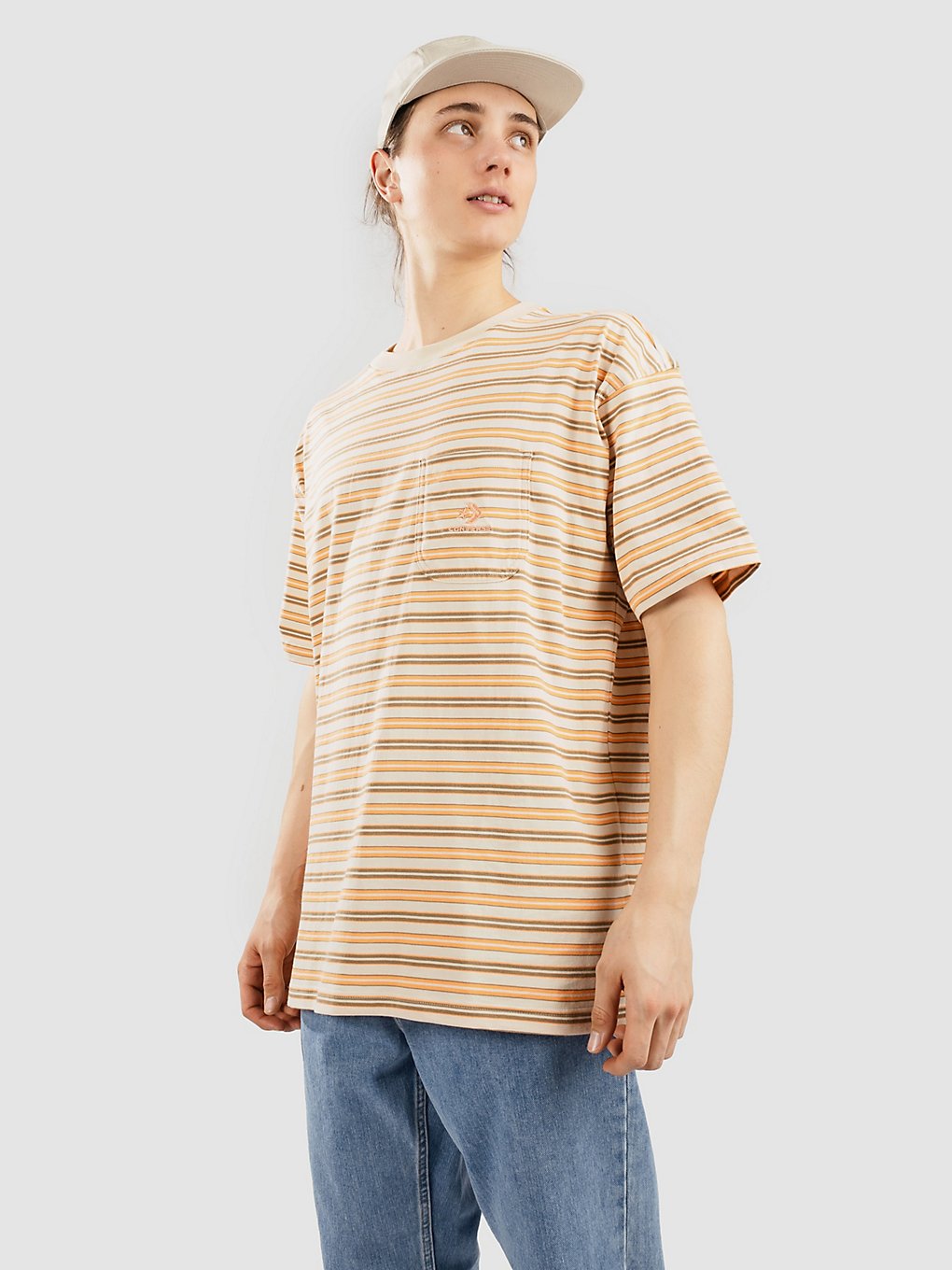 Converse Yarn Dye Striped Pocket T-Shirt natural ivory stripe