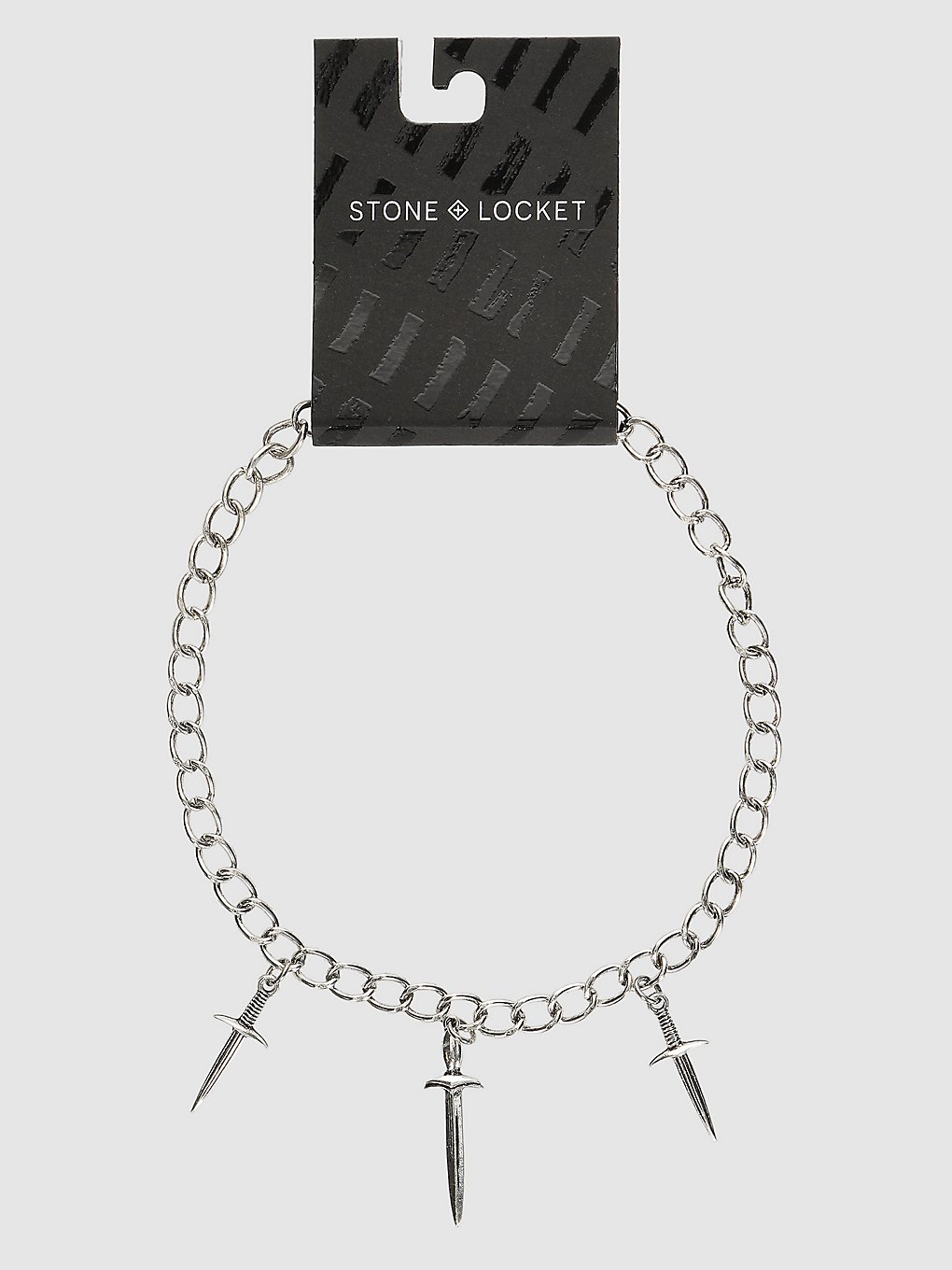 Image of Stone and Locket Dagger Choker Collana grigio