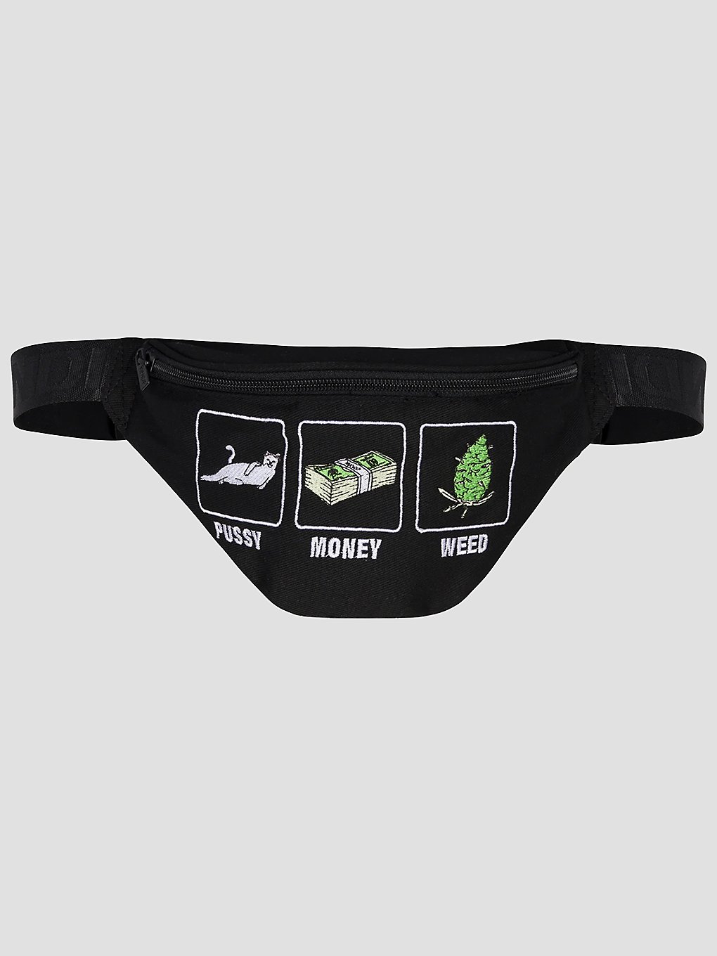 Image of RIPNDIP Pussy, Money, Weed Fanny Pack Borsa a Tracolla nero