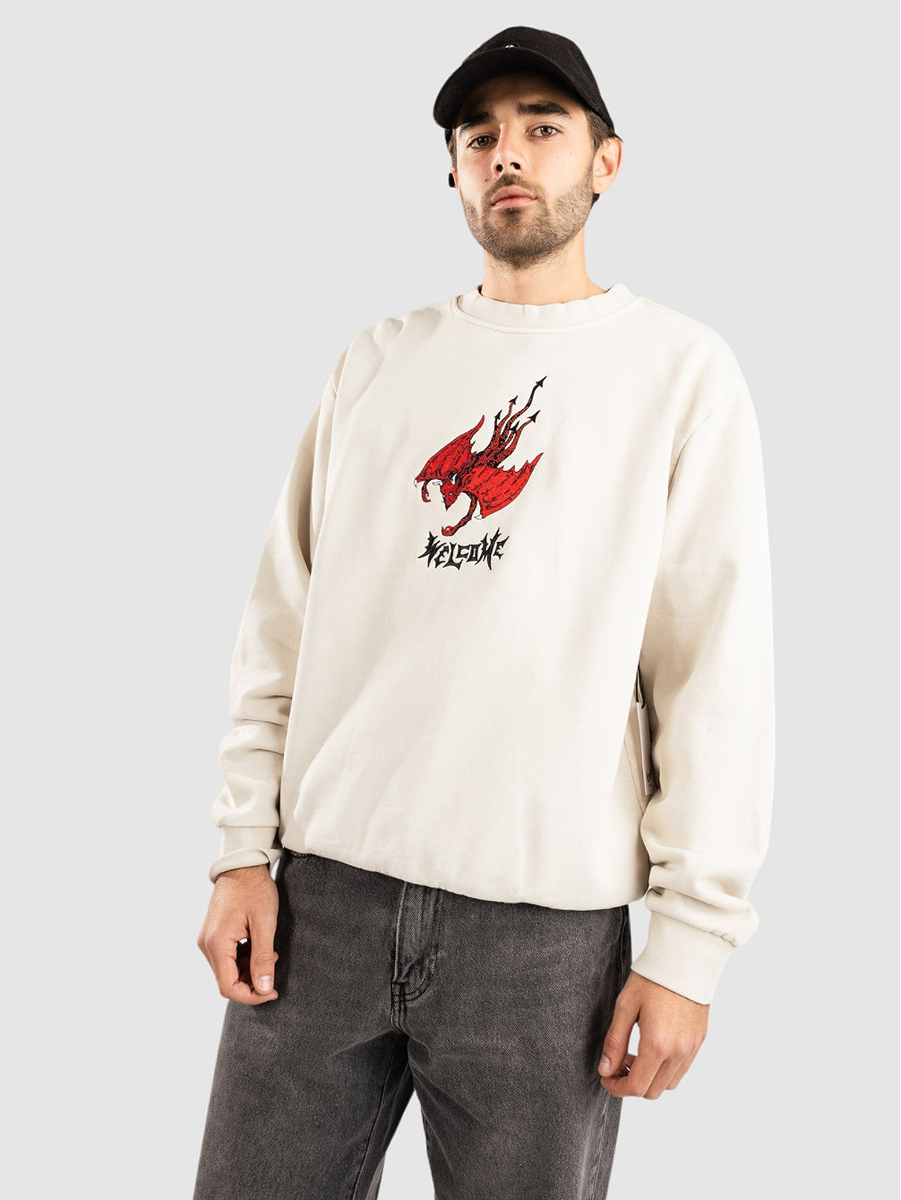 Diver Pigment Dyed Embroidered Crew Felpa