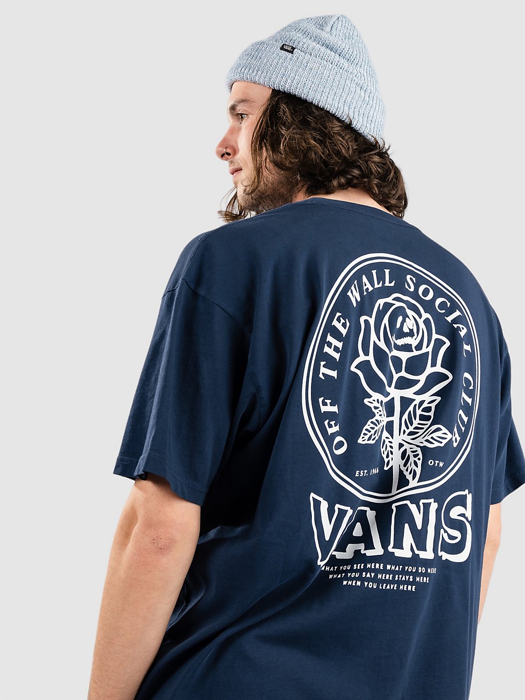 Image of Vans Off The Wall Social Clu T-Shirt blu