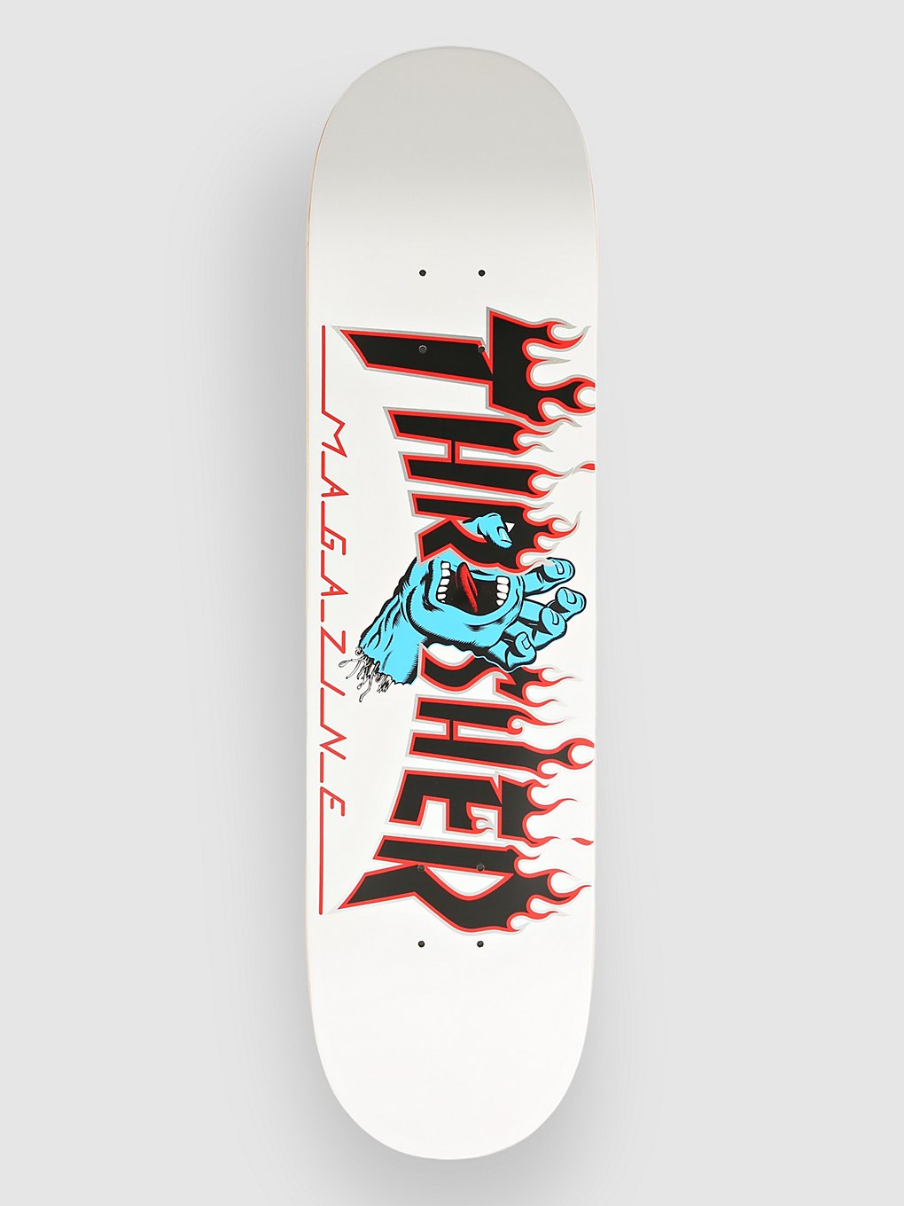 Image of Santa Cruz X Thrasher Screaming Flame 8" Skateboard Deck bianco
