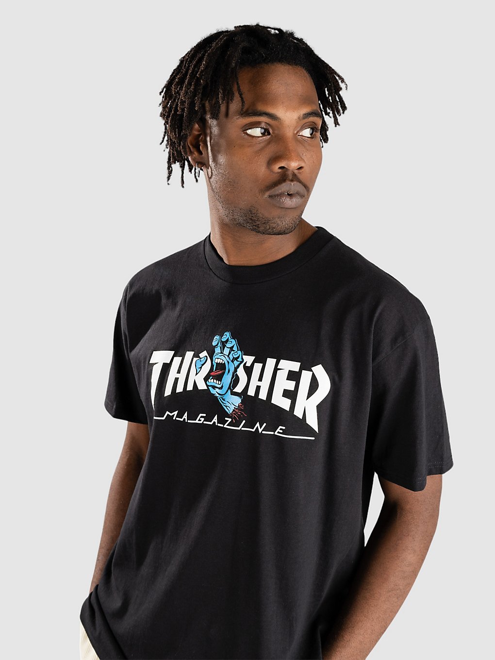 Image of Santa Cruz X Thrasher Screaming Logo T-Shirt nero