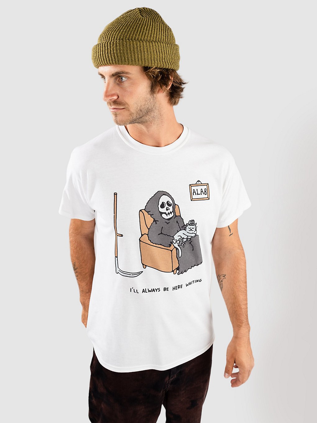 Image of A.Lab Waiting Here T-Shirt bianco