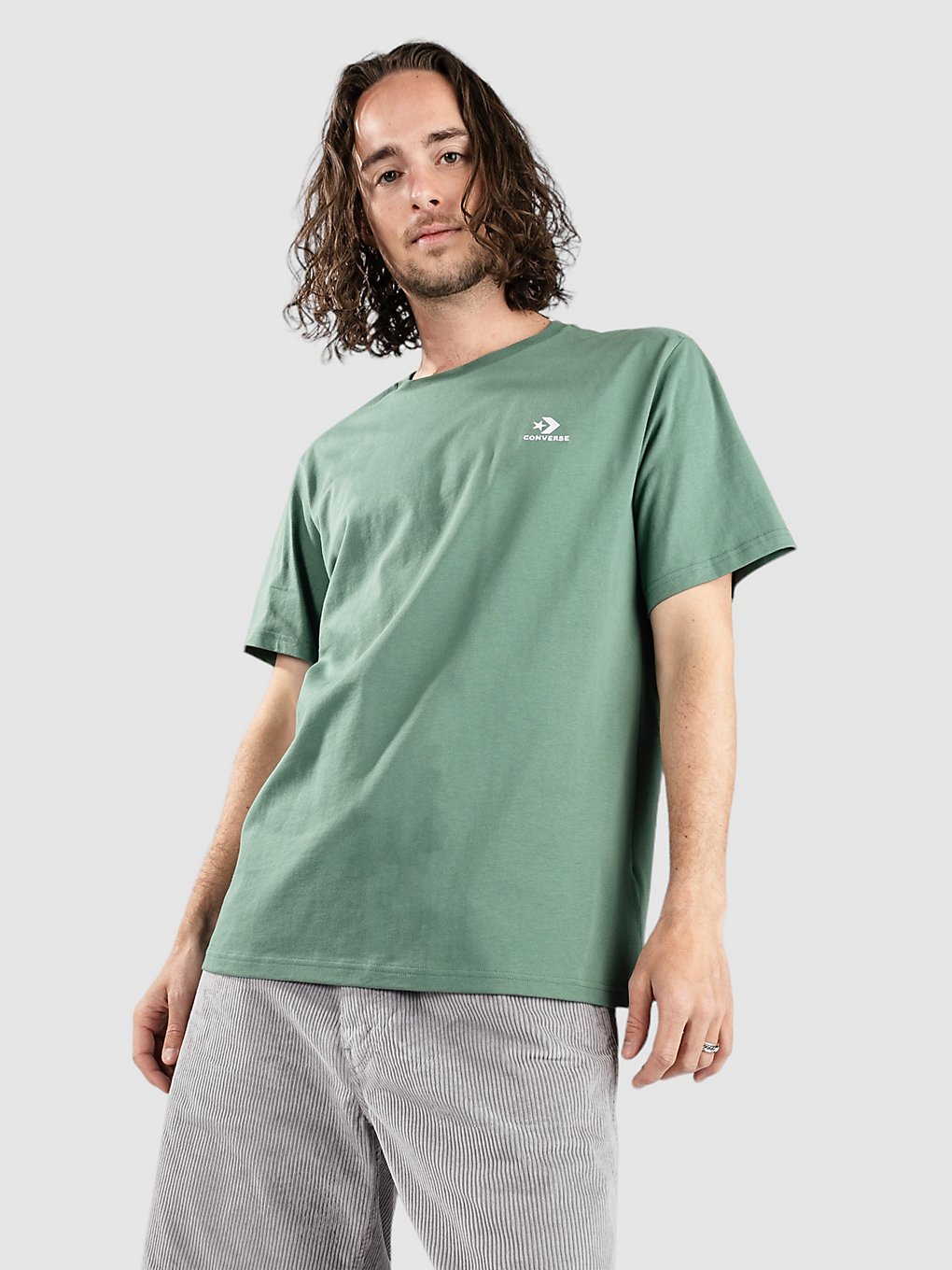 Image of Converse Standard Fit Left Chest Star Chev Emb T-Shirt verde