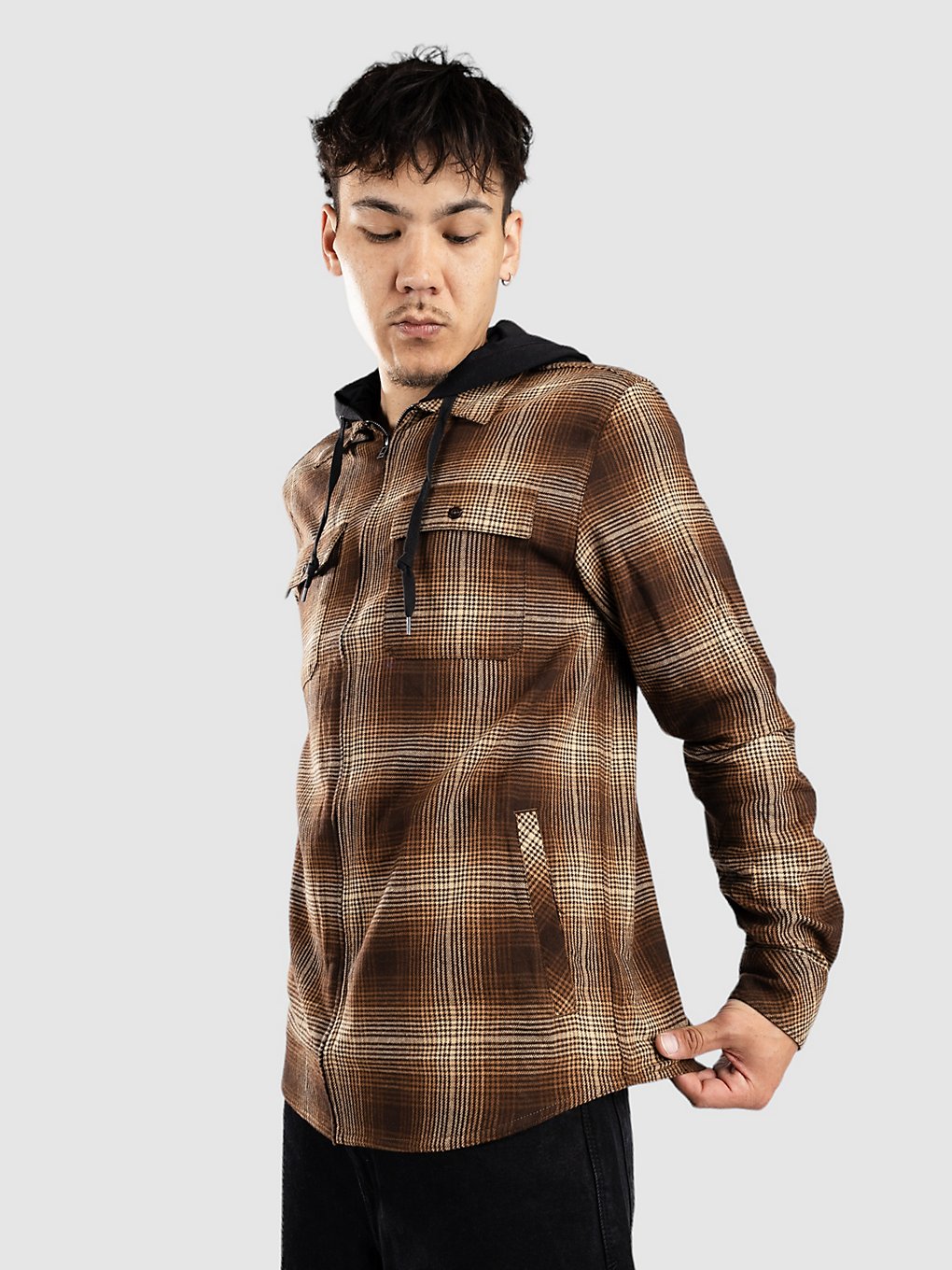 Empyre Chancer Hooded Flannel Chemise marron