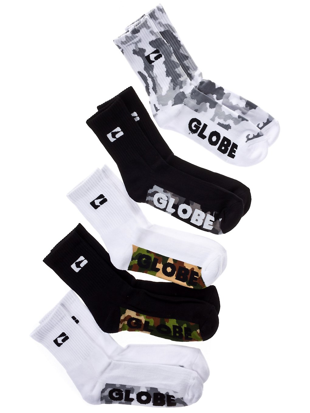 Globe Malcom Crew 7-11 5Pk Socks camouflage
