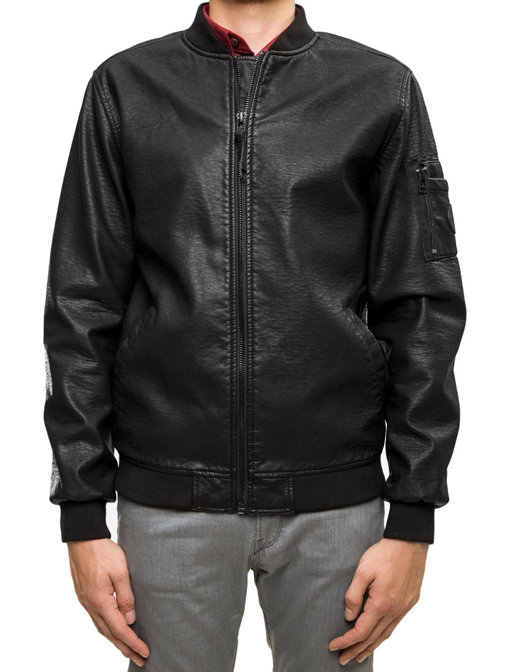 Artificial Leather Bomber Jakna
