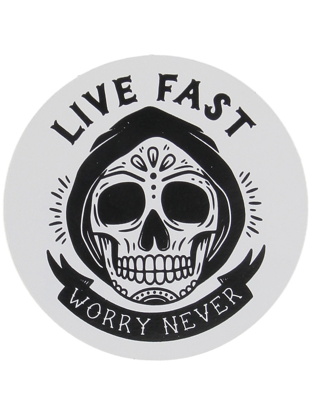 Live Fast Worry Never Sticker