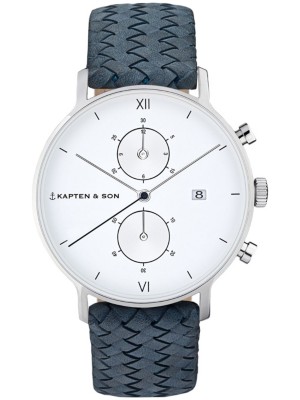 Chrono Woven Leather White 40mm Reloj