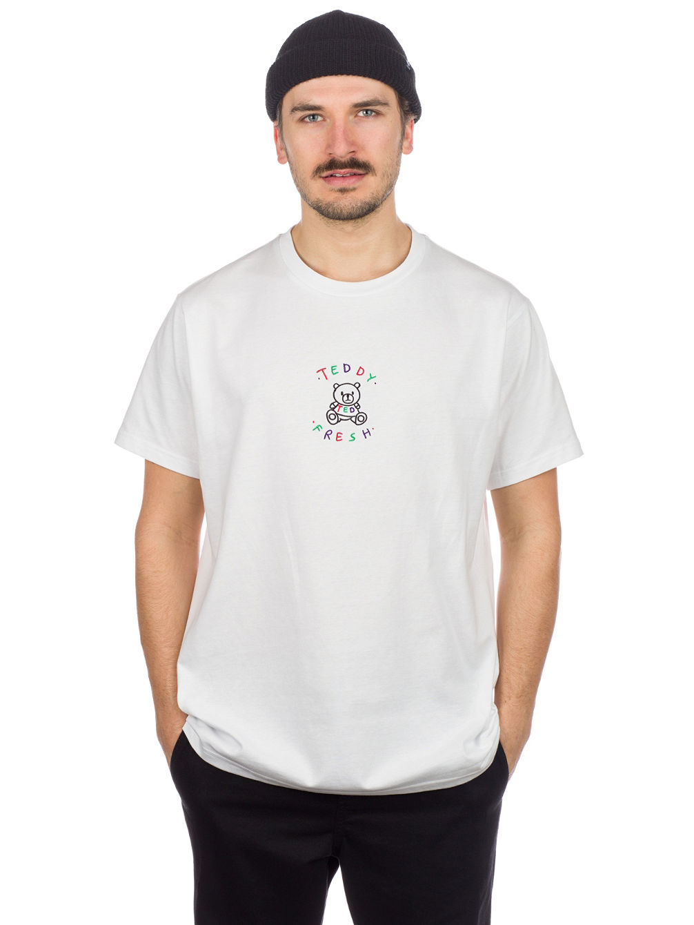 White Embroidery Logo T-skjorte