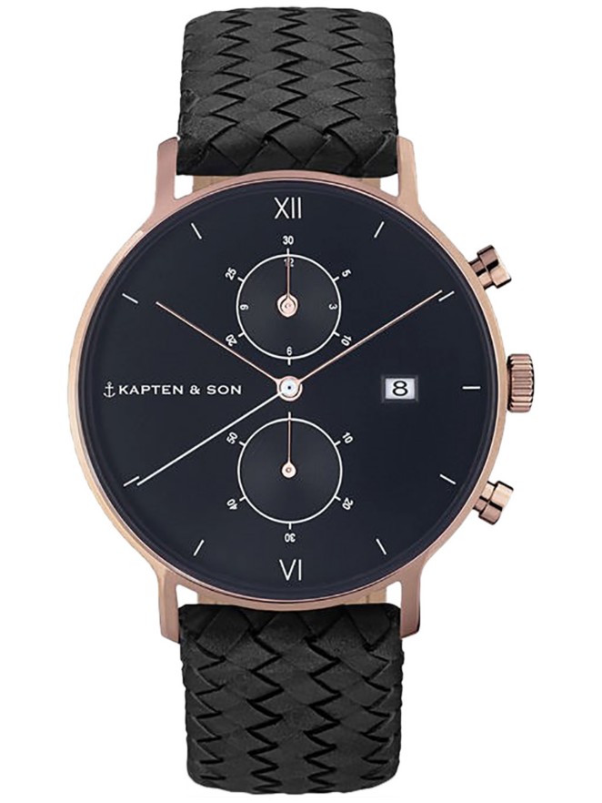 Kapten&Son Chrono All Black Woven Uhr