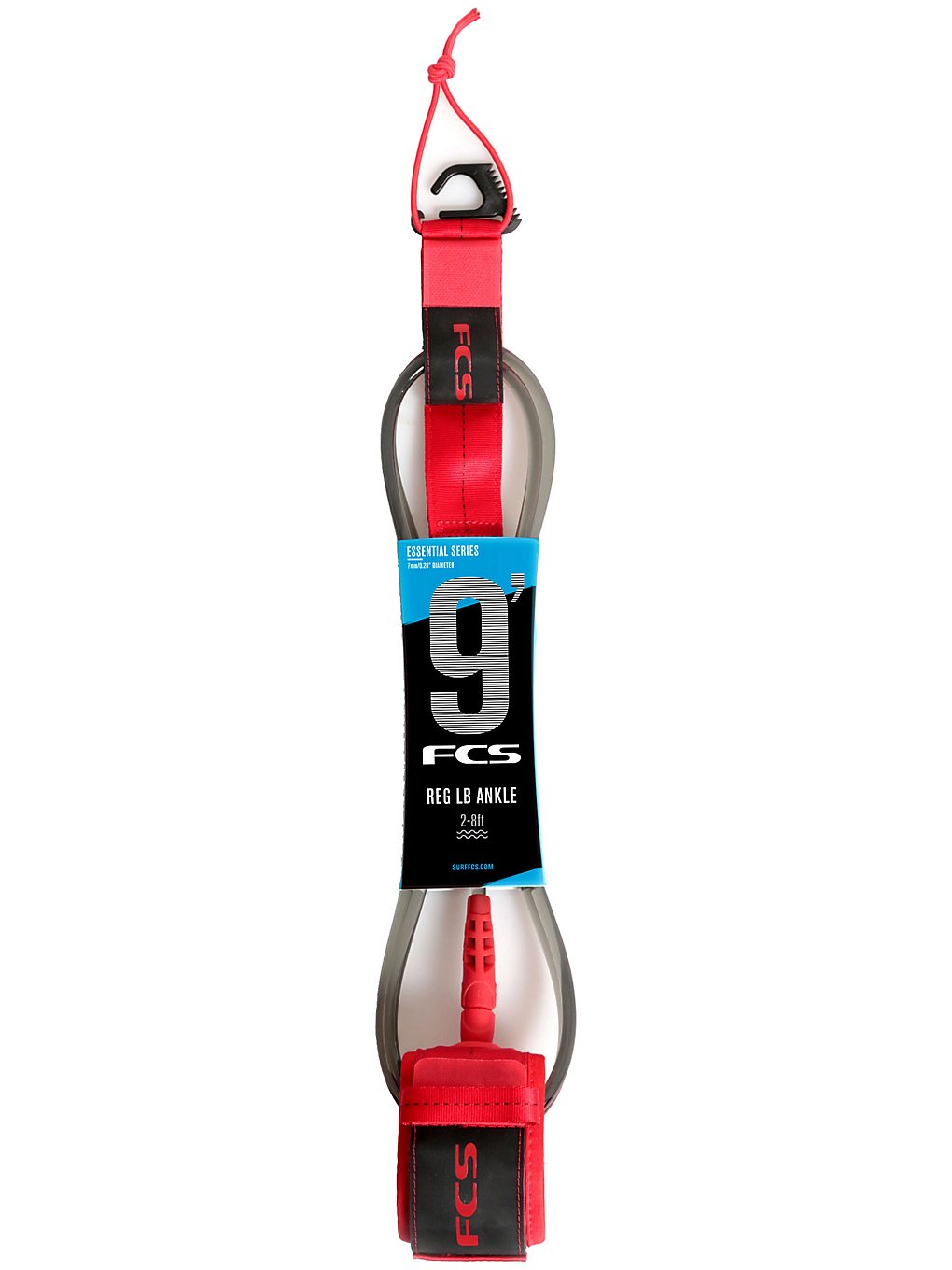 FCS 9' Reg Ankle Essential Leash rouge