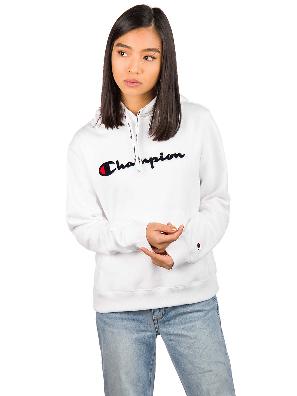 Champion American Logo Sweater Hoodie wit