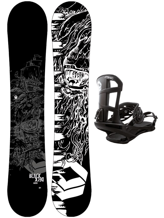 FTWO Blackdeck Wood 157MW + Sonic L Snowboard Set