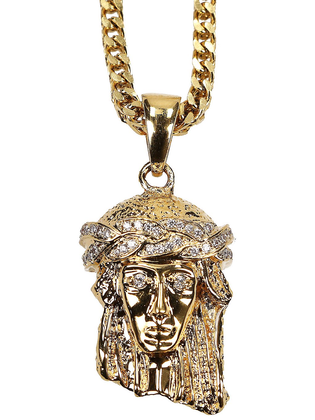 The Gold Gods Franco Chain Micro Jesus Necklace jaune