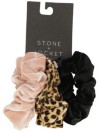 Stone and Locket Leopard 3Pk S&L Scrunchie