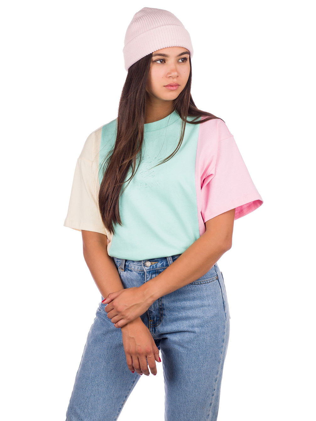 Pastel Colorblock Emb Camiseta