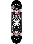 Hatched Red Silver 7.5&amp;#034; Skateboard Completo
