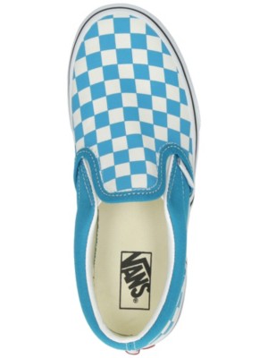 blue slip on checkered vans