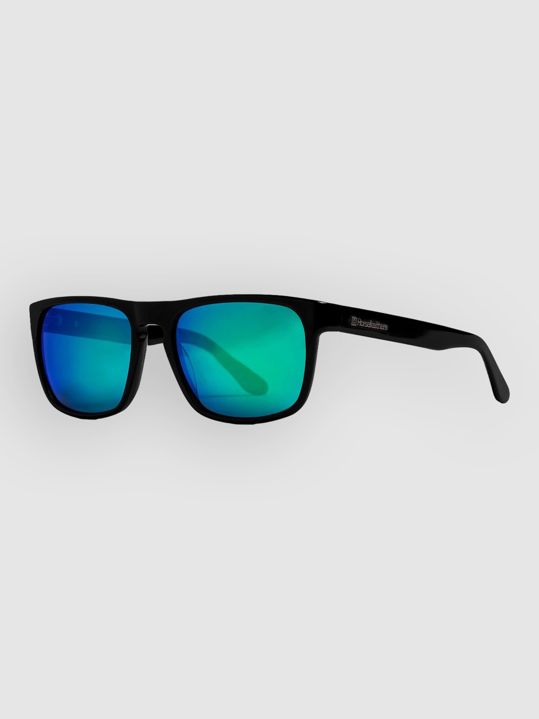 Horsefeathers Keaton Gloss Black Sonnenbrille mirror green