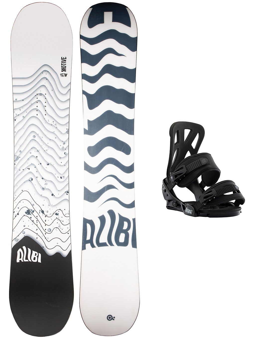 Alibi Snowboards Motive 163W + Burton Infidel L 2021 Snowboard Set uni