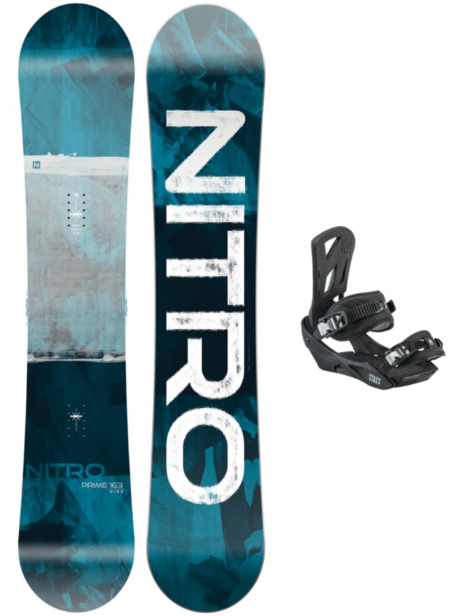 Nitro Prime Overlay Wide 163 + Staxx L Snowboard S
