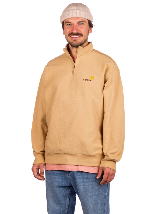 Carhartt WIP Half Zip American Script Hoodie med Dragkedja