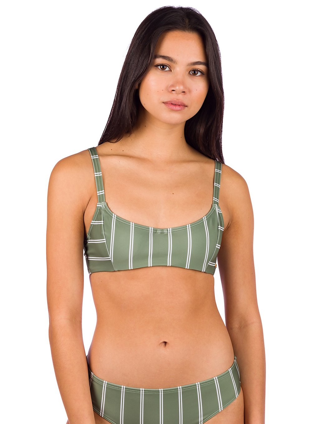 Roxy PT Body UW Bra Bikini Top vneyrd green will stripes  - Onlineshop Blue Tomato
