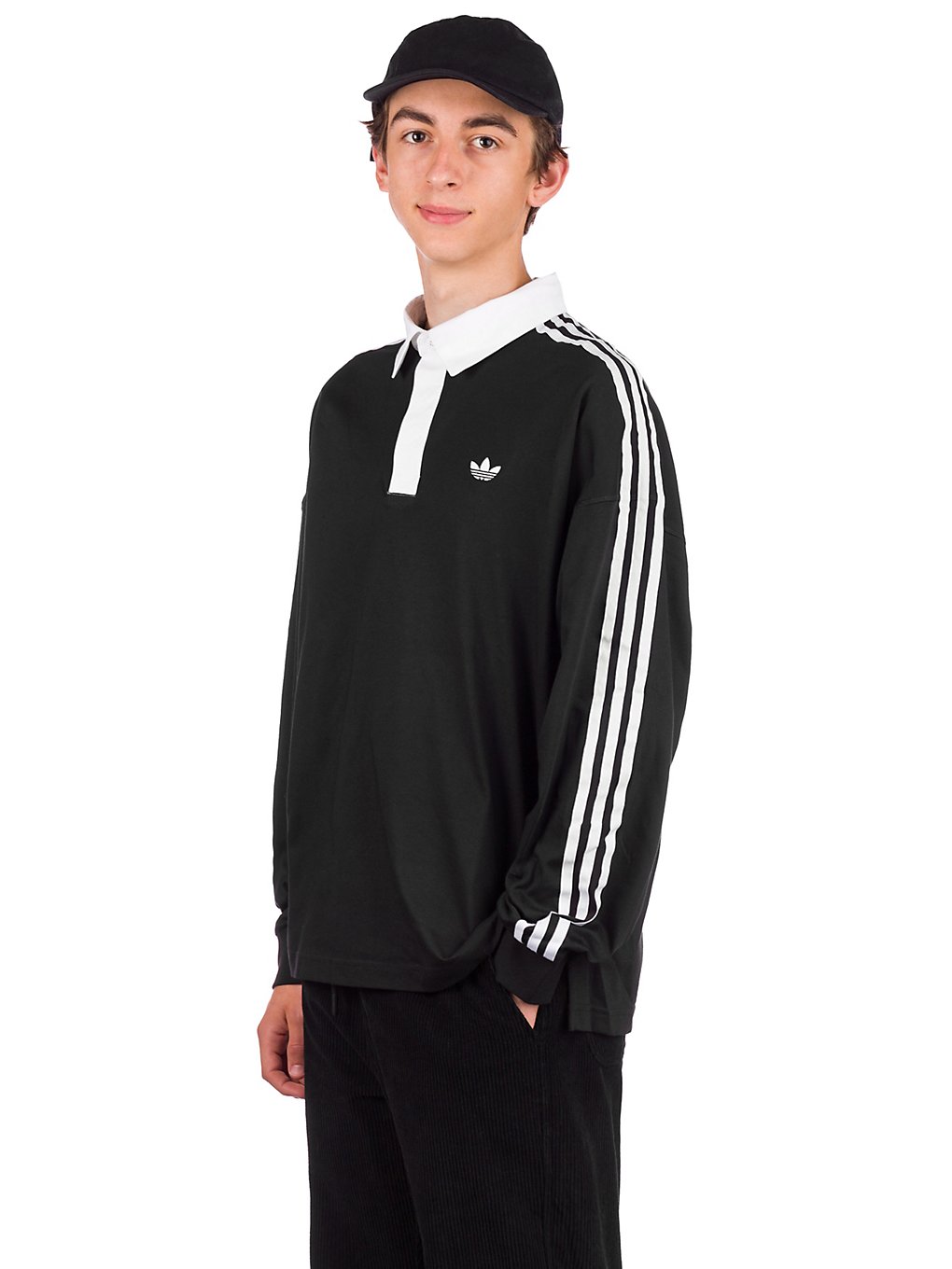 Adidas Skateboarding Solid Rugby Long Sleeve T-Shirt black/white