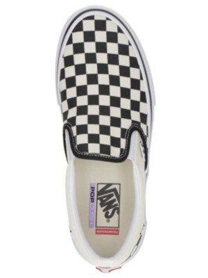 blue checkered slip ons