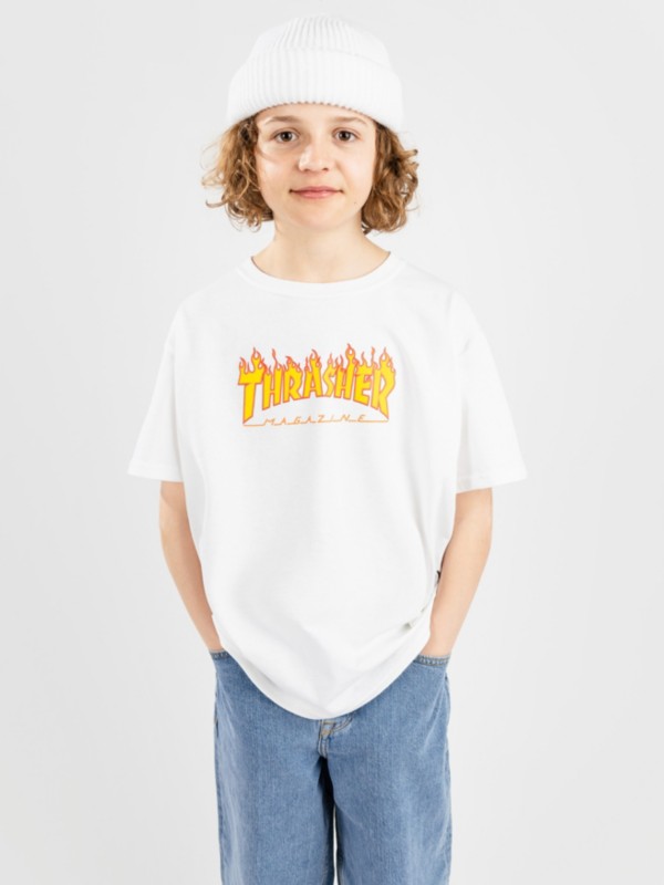 Thrasher Flame Kids Kids T-Shirt white