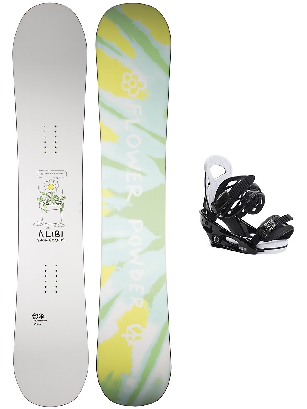 Alibi Snowboards Flowerchild 125 + Burton Smalls L 2022 Snowboard Set assorted