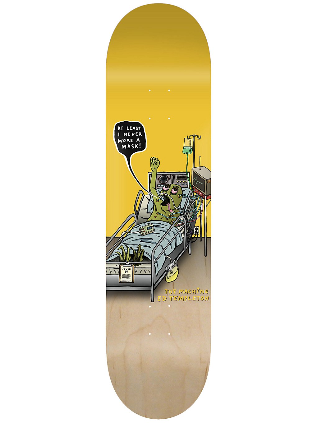 Toy Machine Templeton Never Wore A Mask 8.5 Skateboard Deck natural/yellow