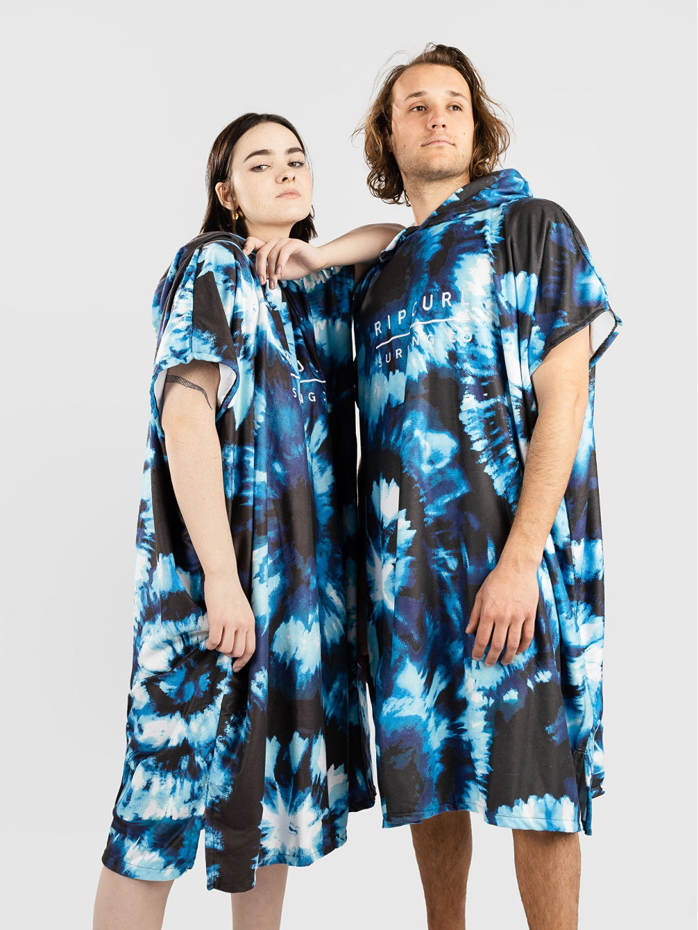 Mix Up Print Hooded Surf Poncho