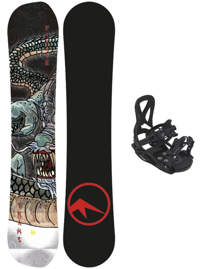 TRANS Pirate 130 + Junior M Black 2023 Snowboardpakke