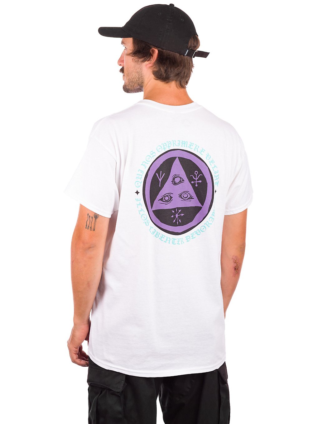Welcome Latin Talisman T-Shirt purple teal