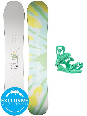 Alibi Snowboards Flowerchild 148 + Union Rosa M mint 2022 Lumilautapaketti