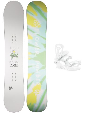 Alibi Snowboards Flowerchild 145 + Union Rosa S White 2022 Snowboard-Set