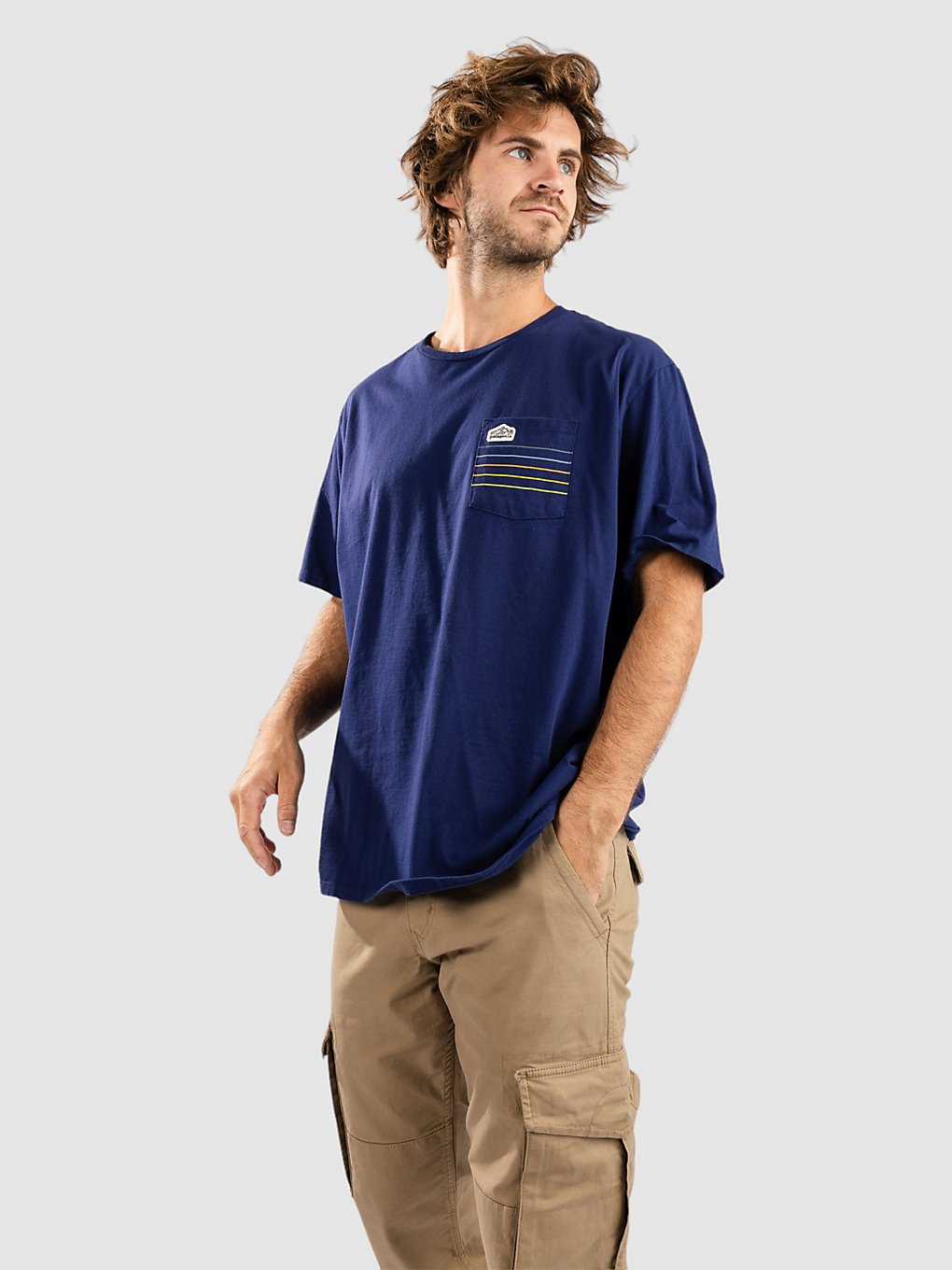 Patagonia Line Logo Ridge Stripe Organic Pocket T-Shirt sound blue kaufen