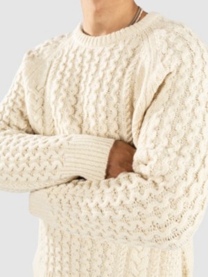 Recycled Wool-Blend Cable Knit Crewneck Felpa