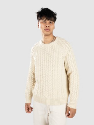 Recycled Wool-Blend Cable Knit Crewneck Swea