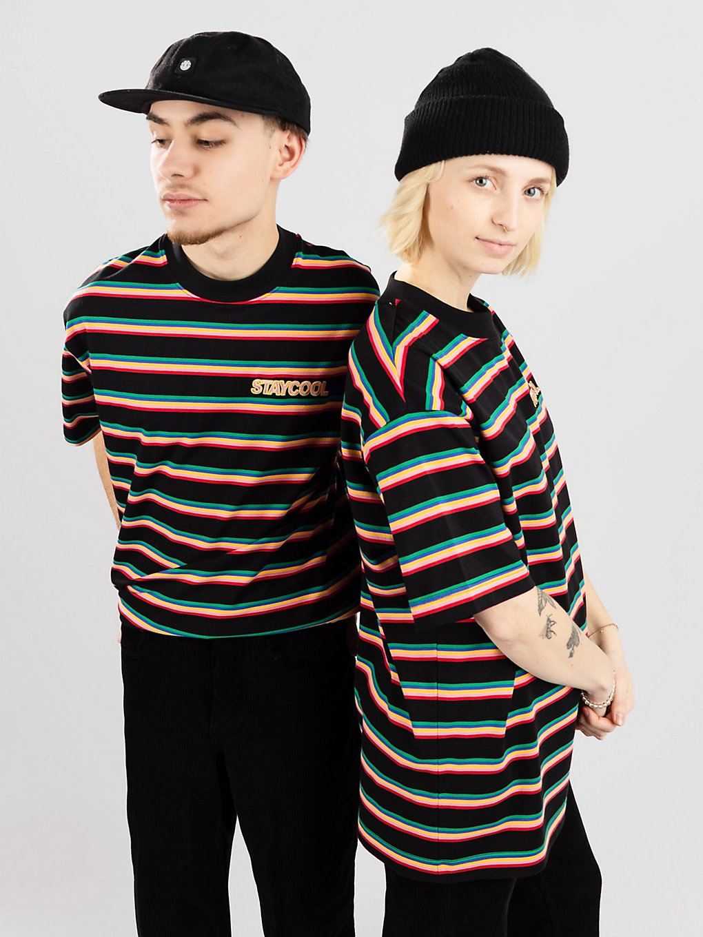 Staycoolnyc Rainbow Stripe T-Shirt black kaufen