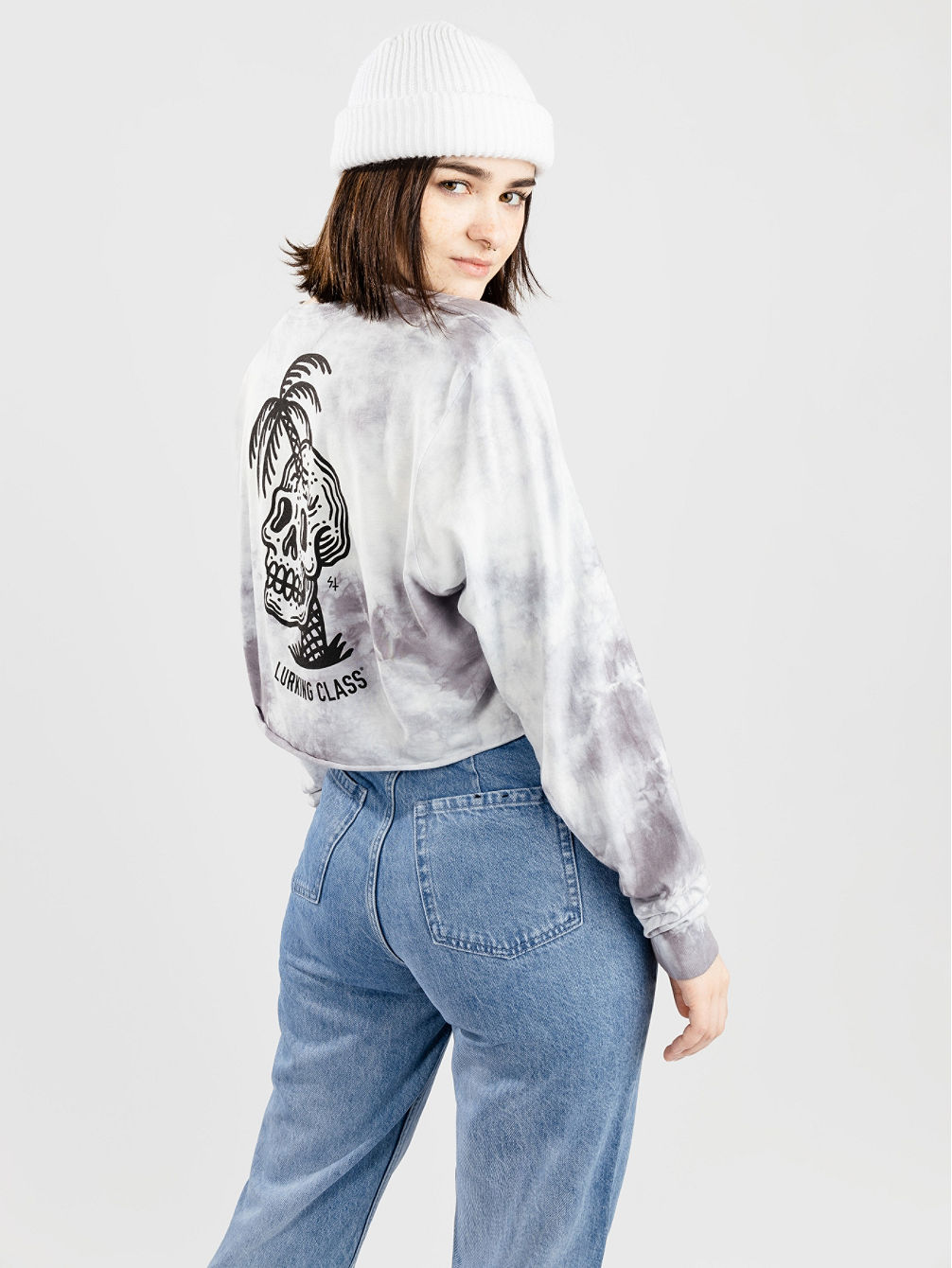 Palm Skull Cropped T-Shirt manches longues