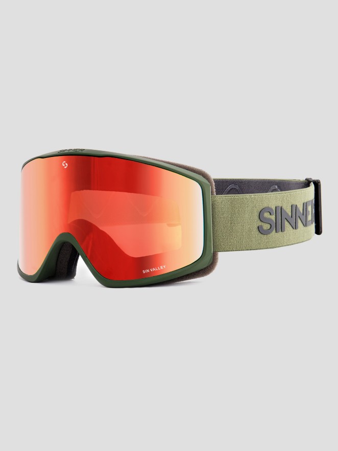 Sinner Sin Valley Matte Moss Green (+BonusLens) Goggle