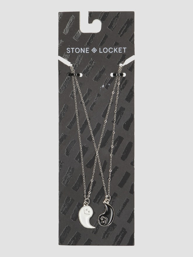 Stone and Locket Happy Yin-Yang Bff Halskæde